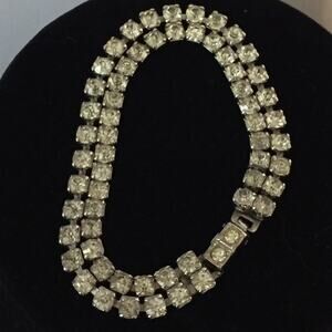 Vintage Double Strand Rhinestone Bracelet 7"0